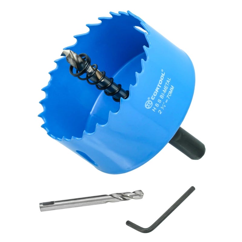 Cortool 2-3/4 Inch Hole Saw with Arbor for Metal and Wood Cutting, Bi-Metal Hole Cutter, 2-3/4" Hole Saw Kit for Drywall, Wood, PVC Boards, Fiberglass and Vent Pipes - Image 1